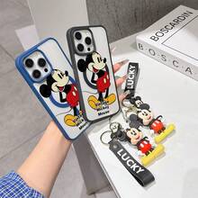 This Disney Mickey Mouse Pattern Lanyard Phone Case Features A Strong Magnetic Closure And Full Coverage Of Acrylic And TPU Material. It's Shockproof, Lightweight, And Suitable For IPhone17/16/11/13/15/15 Plus/15 Pro/15 Pro Max/12/14 Pro Max/11 Pro Max/12 Pro/12 Pro Max/13. It's A Popular Birthday Gift, Business Gift, Durable, Stain-Resistant, And Fingerprint-Resistant New Phone Case For Men And Women. It Also Includes A Mickey Mouse Phone Case And Mickey Mouse Doll Bracelet. Compatible With SamsungGalaxy S20, S21, S22, S23, And S24 Series. It's The Perfect Gift For Friends And Family. This Stylish Phone Case Is Fun, Lightweight, And Durable. IPhone17 Pro Max Phone Case, Minnie Phone Case. - màu đen - Xem 4