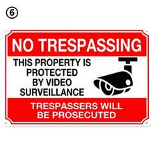 1 Peça, Placa de Metal de Sinalização de Vigilância de Vídeo 24 Horas (8"x12"/20cm*30cm), Placa de Lata Vintage Aviso e Proibido Entrada Clube Retro Bar Homem Caverna Placas Pôsteres de Arte Adesivos de Parede Decoração Automotiva e Doméstica - 6-12x8 polegadas - Visão 8