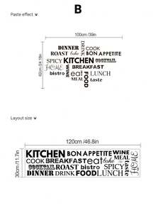 English Quotes Wall Sticker Collection: Warm And Inspirational / Kitchen Theme / Scripture Style, Black English Handwriting / Simple Pattern Design, Self-Adhesive Removable PVC Material, Living Room, Bedroom, Kitchen Wall Decoration. - Wall Stickers - View 14