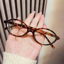 1 Pair Oval Retro Versatile Transparent Eyeglasses, Fashionable Clear Lens Glasses - Clear - View 6