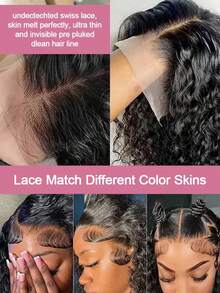 200% 38 40 Inches Long Curly Human Hiar Wigs 13*4 HD Transparent Lace Frontal Wigs Deep Wave Brazilian Pre Plucked With Baby Hair Lace Front Human Hair Wigs For Women Natural Black Color - Natural Black - 查看 5