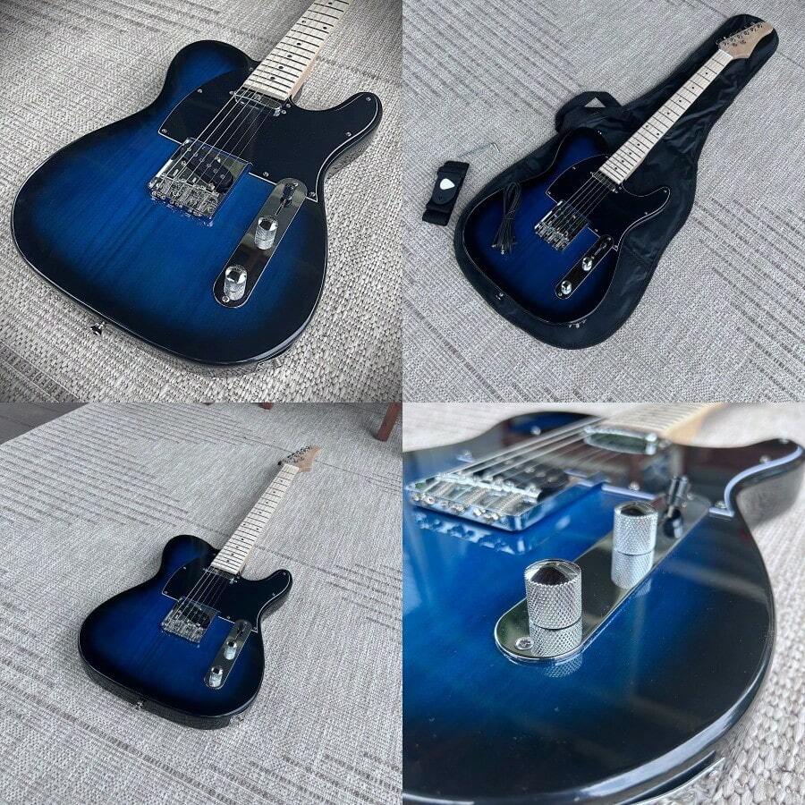 Trans Blue Tele Style Electric Guitar With Maple Neck And Accessories Full-Size - như hình ảnh - Xem 1