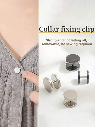 8pcs Minimalist Spiral Collar Clips - Detachable, Suitable For Unsewn Collar, Cuff, Sweater Fastening, Fashion Decorative Button Accessories