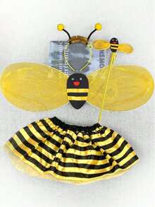 3pcs/4pcs Cute Bee Wing Costume Set, Yellow, Multi-Piece Combination Set, Suitable For Daily Wear, Halloween And Christmas Stage Performance. (May Have A Small Amount Of Powder Shedding, But It Will Not Affect The Use Or Appearance.) - View 2