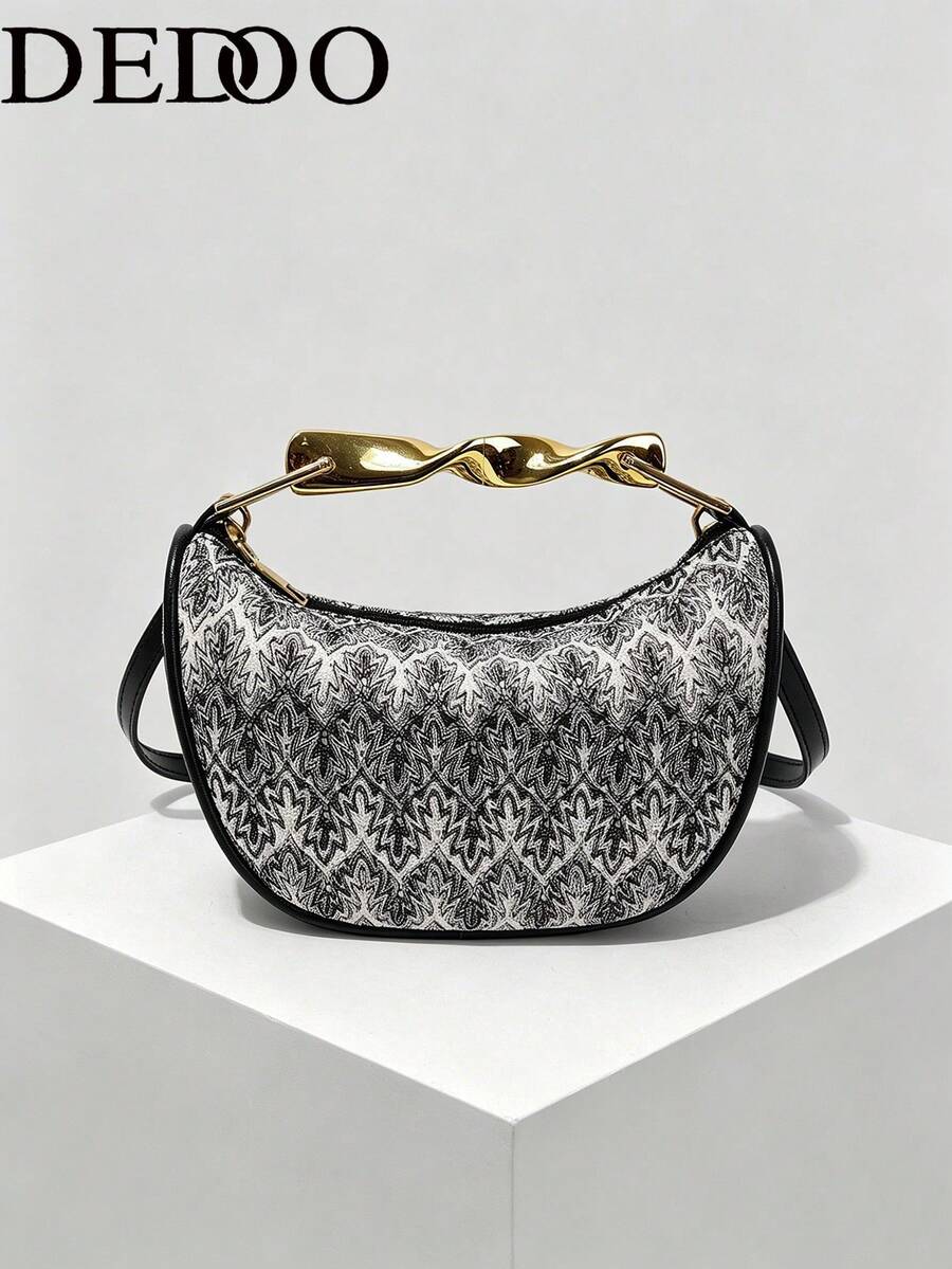 Bolso de mano/bolso de hombro de diseño único 2025 de piel de PU con asa de metal, de alta calidad