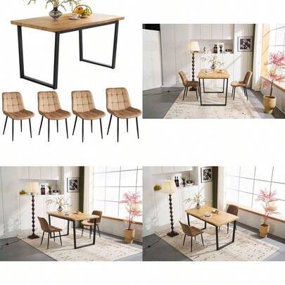 set品 ダイニングテーブル 食卓 4人用 2人用 幅140cm おしゃれ 組み立て非常に簡単 ソリッド ハイエンド ヴィンテージ風 モダン 客用 書斎用 シンプル 波の形 椅子2Ｐ