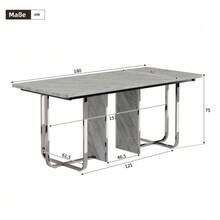 Mesa de comedor, 180 x 80 x 75 cm, mesa de comedor moderna, mesa de comedor robusta, patas de metal, mesa de comedor grande, mesa de comedor rectangular, mesa de comedor para 6 personas, mesa de comedor moderna y sencilla, gris + plata - Gris - Ver 6