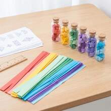 540 hojas de tiras de papel de origami con estrellas, 7 colores de tiras de papel de estrella de la suerte, 6 esquemas de color, unicolor por ambos lados, tiras de origami de estrella, tiras de origami de estrella, origami hecho a mano verde, manualidades DIY para principiantes, artesanía decorativa, regalo del Día de la Madre - multicolor - Ver 9