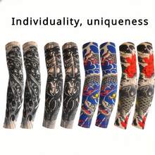2026 New 4PC Summer Personalized Combination Floral Arm Tattoo Sleeves Seamless Outdoor Cycling Sleeves Cycling Tattoo Sleeves - Four Random - View 7