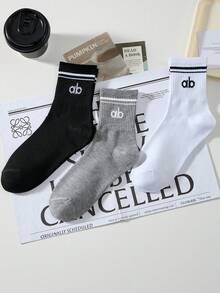 1/3/6/8/10 Paar Damen einfarbige Mittellänge Sportsocken, Yogasocken, lässiger minimalistischer Stil, bequem und weich, Unisex Paarstil, geeignet für alle Jahreszeiten - Verschiedenfarbig - Übersicht 2