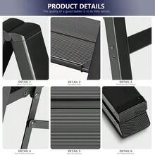 3 Step Ladder, Folding Ladder Stool, Wider Upgraded Non-Slip Treads, Portable Lightweight Ladder For Home And Kitchen, Holds Up To 330 Lbs.Black - C - View 8