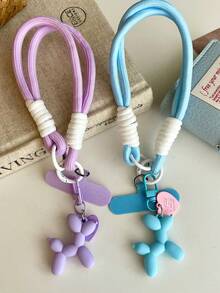 DIY Cute Cartoon Cream Puff Dog Pendant Woven Nylon Wrist Strap, Suitable For Phone Cases, Keychains, Car Accessories, Portable Wristband, Women - Multicolor - View 2