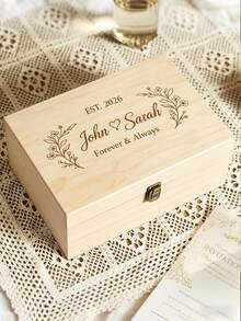 Personalisierte Braut-Hochzeits-Erinnerungsbox mit Deckel, anpassbarer Text, gravierte "Mr And Mrs" Holz-Erinnerungsbox zur Aufbewahrung, geeignet als Braut-Dusche-Geschenk, Paar-Verlobungs-Geschenk, Bräutigam- und Braut-Hochzeits-Geschenk, personalisierte Hochzeits-Erinnerungsbox, Paar-personalisierte gravierte Holz-Erinnerungsbox, Jahrestags-Geschenk für sie, Holz-Schmuckbox, personalisierte Hochzeits-Erinnerungsbox - Verschiedenfarbig - Übersicht 4