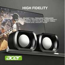 Acer Tingkatkan kualitas audio desktop Anda! Speaker komputer OSK263 memiliki suara stereo dua saluran untuk reproduksi audio yang orisinal, pengaturan kontrol kabel individual yang praktis, dan subwoofer 2.0 berwarna hitam yang cocok untuk laptop dan desktop. - View 4