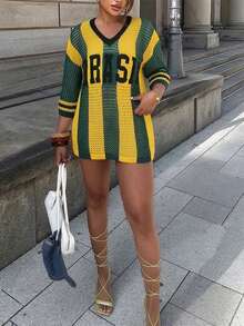 女士新款针织连衣裙，夏季性感沙滩装 - 彩色 - 查看 3