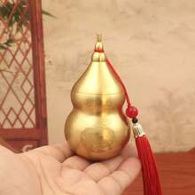 黄铜风水葫芦，中式风格装饰，象征健康、长寿和繁荣，东方吉祥摆件，适用于家居、办公室、房间、厨房装饰。 - 彩色 - 查看 5