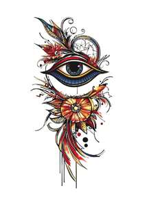 1 Stück Bohemian Stil Henna Temporäre Tattoo Aufkleber, Schmetterling, Auge, Blumen Muster, wasserfest & schweißfest, geeignet für Frauen oder Männer auf Rücken, Hand, Fuß, zum Abdecken von Narben, anwendbar für Tanzen, Bühnenauftritte, moderne Kunst - Schwarz - Übersicht 5