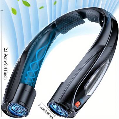 1pc Neck Fan, Portable Bladeless Neck Cooler, USB Rechargeable Wearable Fan For Outdoor, Travel, Sports, 6000mAh