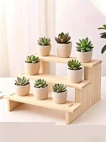 1 chiếc kệ gỗ nhiều tầng có thể điều chỉnh họa tiết, dùng để trưng bày cây mọng nước/cây cảnh. - màu gỗ - Xem 4
