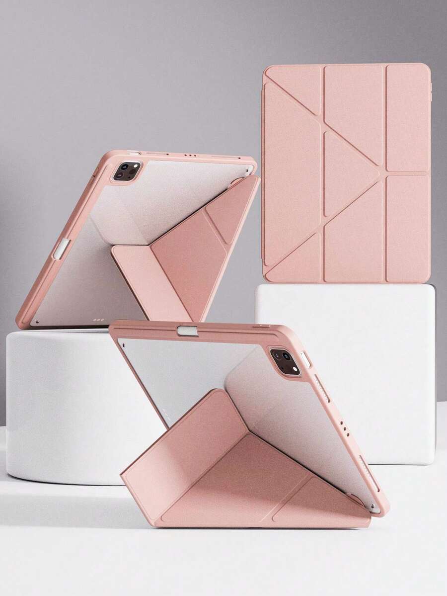 透明亚克力保护壳，兼容 iPad Air 11/13 M2 2025 M3，支持多角度折叠 Y 型支架，兼容 A16 11 代 2024 Air 5 Air 4 10.9 9 8 7 10.2 5 6 9.7 10 代 2021 Pro 11 12.9 mini 6 7，带 Apple Pencil 收纳槽，支持自动唤醒/睡眠功能。