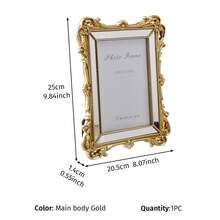 1pc Rococo Baroque 3D Embossed Floral Decor Frame, Exquisite Scrolling Pattern, Luxurious Metallic Trim, Vintage Elegant Vibe. Versatile For French, American, Minimalist Luxury, Retro Home Decor, Can Be Displayed On Desk Or Hung On Wall, Home, Wedding, Commemorative Decoration - Multicolor - View 14