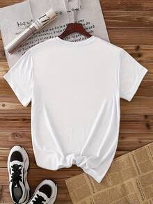 Camiseta Casual para Mujer |   Hechicero de Rana con Eslogan "En un mundo lleno de 'hahas', soy un 'hehe'", Cuello Redondo, Tejido de Elasticidad Media, Transpirable, No Transparente, Corte Holgado, Lavable a Máquina, Estampado Divertido, Ideal para Primavera, Verano, Otoño - Blanco - Ver 4