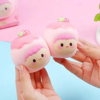 1pc Strawberry Shaped Soft Slow Rebound Squishy Toy, Sticky Stress Relief Toy, Portable Travel Toy, Ideal Gift For Holiday, Birthday, Easter, Halloween, Christmas