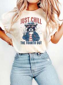 Workout Shirts Women Chill The Fourth Out Shirt, Retro 4th Of July Shirt, Funny Fourth Of July Shirt, Patriotic Cowgirl Shirt, USA T-Shirt, American F - 白色 003 - 查看 1