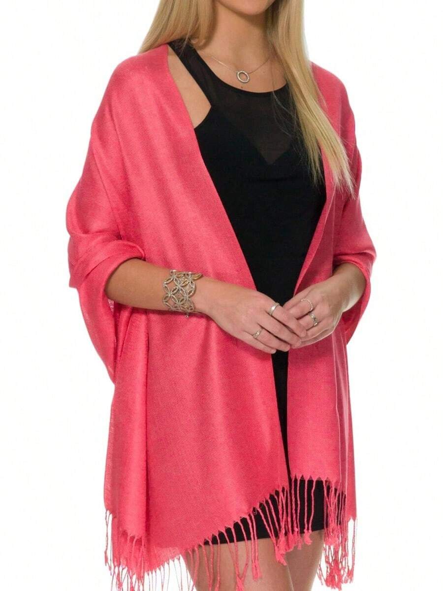 Shawls And Wraps Evening Dresses, Large Soft Wedding Shawl - 粉紅紫紅色 - 查看 1