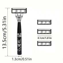 Ultra-Sharp Premium Retro Manual Razor Set | Black 6-Layer Blades, Interchangeable Heads, Ergonomic Handle, Reusable Refillable Design For Smooth Shaving Precision - Perfect Father's Day And Birthday Gift, Face Razor, Hair Removal, Shaver For Women - Multicolor - View 3