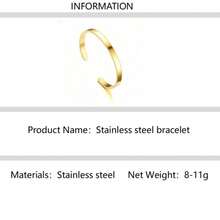 European & American Minimalist Stainless Steel Gold Open Bangle Bracelet, Shiny Stainless Steel C-Shape Bracelet, Cross-Border Jewelry - Yellow Gold - View 7