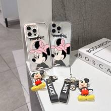 This Disney Mickey Mouse Pattern Lanyard Phone Case Features A Strong Magnetic Closure And Full Coverage Of Acrylic And TPU Material. It's Shockproof, Lightweight, And Suitable For IPhone17/16/11/13/15/15 Plus/15 Pro/15 Pro Max/12/14 Pro Max/11 Pro Max/12 Pro/12 Pro Max/13. It's A Popular Birthday Gift, Business Gift, Durable, Stain-Resistant, And Fingerprint-Resistant New Phone Case For Men And Women. It Also Includes A Mickey Mouse Phone Case And Mickey Mouse Doll Bracelet. Compatible With SamsungGalaxy S20, S21, S22, S23, And S24 Series. It's The Perfect Gift For Friends And Family. This Stylish Phone Case Is Fun, Lightweight, And Durable. IPhone17 Pro Max Phone Case, Minnie Phone Case. - 黑色 - 查看 8