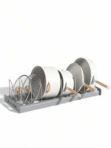 Giá đựng nồi chảo, 1 chiếc, giải pháp lưu trữ nhà bếp tối ưu - Giá đỡ tiết kiệm không gian, có thể mở rộng với giá để nắp nồi, giá để dụng cụ và khay thoát nước. - Nhiều màu - Xem 6