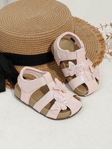 1 Pair Girls' Fashionable Cute Sandals, Infant Soft Bottom Comfortable Casual Beach Shoes, Non-Slip Versatile Toddler Closed Toe Shoes - Pink - View 3