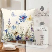 Bộ 4 vỏ gối trang trí in hình hoa, bướm và chim với câu nói mùa xuân, kích thước 18 x 18 inch, màu xanh dương, dành cho ghế sofa (in hai mặt, không bao gồm ruột gối). - Nhiều màu - Xem 11