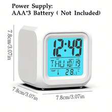 Reloj despertador digital de cubo de 7 colores con luces de colores, reloj de escritorio multimodal con luz nocturna para dormitorio, oficina, decoración del hogar (baterías no incluidas) - 7 colores de luz - Ver 5