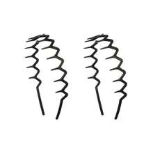 2/4条装时尚防滑发箍，亮黑色和豹纹组合，时尚带齿波浪发箍，家居护肤发箍，适合日常洗脸或化妆使用 - 彩色 - 查看 7