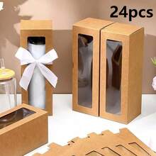 24pcs Cup Lid Gift Box Set, Comes With Ribbons, Suitable For Sublimation Glass Display Box, Transparent Material, Fits 12oz, 16oz, 20oz Drinking Cups, Glasses, Jars, Cup Lid Blanks - View 8