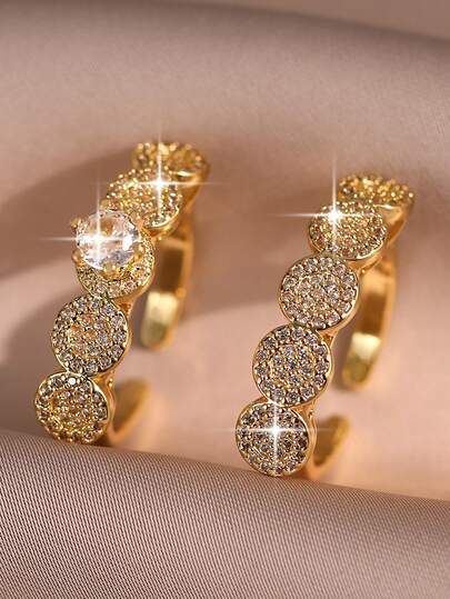 2 pezzi/set Anelli da matrimonio vintage ed eleganti con zirconia cubica, anelli romantici minimalisti per donne, per fidanzamento, banchetti, gioielli in rame per uso quotidiano, regali per la festa della mamma