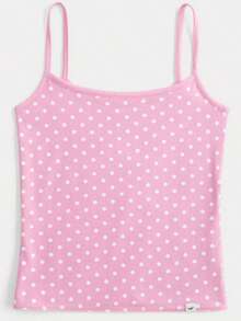 Awevudst Women's Polka Dot Scoop Neck Cami Top Slim Fit Sleeveless Stretchy Knit Tank - Hồng - Xem 7