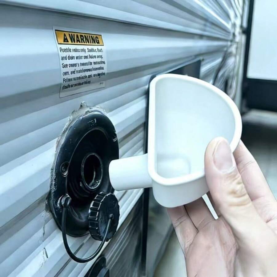 3D Printed Fresh Water Storage Tank Filling Funnel, Water Inlet Funnel For RV And Trailer, Portable Water Filling Tool For Camping And Outdoor, Durable Plastic Accessory For RV Water Tank, Essential Gear For Travel And Road Trip - White - View 1