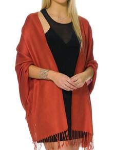Shawls And Wraps Evening Dresses, Large Soft  Wedding Shawl - Burnt Orange - View 12