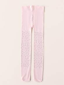 1pc Girls' Rhinestone Embellished Solid Color Tights, Suitable For All Seasons - Multicolor - View 15