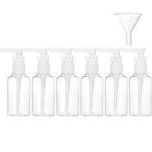 TecUnite 6 Pack Transparent Travel Bottles Pump Bottle Lotion Dispenser Bottle Set with Small Funnel for Flight Airport Holiday 50 ml - Blanco - Ver 9
