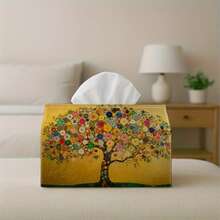 1pc Life Tree Printed Tissue Box, Nordic Style Creative Facial Tissue Holder For Living Room, Bedroom, Car, Multifunctional Paper Towel Storage Box - Multicolor - View 5