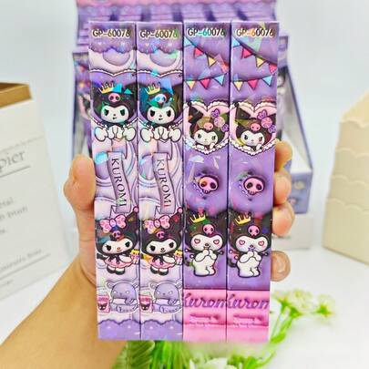 Estuche de bolígrafo suave y lindo de Sanrio - Bolígrafo de tinta negra de 0.5 mm de alta calidad con diseño de la chica de dibujos animados Melody - Conjunto de bolígrafos Kuromi - Escritura suave, agarre cómodo, lindo perro de jade como presión - Recompensas escolares, escritura de oficina, práctica de exámenes, regalos festivos
