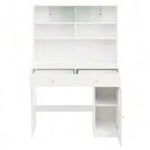 Kitchen Unit With Countertop, Sideboard And Tall Cabinet, Integrated Bar, With Clothes Hanging Rail, 2 Drawers, Adjustable Shelf And Open Storage Space, Kitchen And Dining Room Furniture In White. - White - View 7