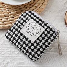 Ví đựng tiền xu móc khóa tối giản, ví đựng tiền xu nhỏ gọn dung lượng lớn họa tiết kẻ caro dành cho nữ, ví đựng son môi, tai nghe và chìa khóa. - Nhiều màu - Xem 7