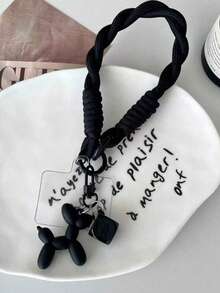 DIY Cute Cartoon Cream Puff Dog Pendant Woven Nylon Wrist Strap, Suitable For Phone Cases, Keychains, Car Accessories, Portable Wristband, Women - Multicolor - View 6