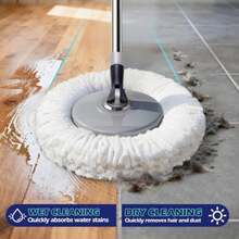 Spin Mop And Bucket Set EasyWring Microfiber Spin Mop With 3 Mop Pads Pedal Spinning Mops And Bucket With Wringer Set For Floor Cleaning - Home And Office Suitable - Xanh đậm - Xem 5